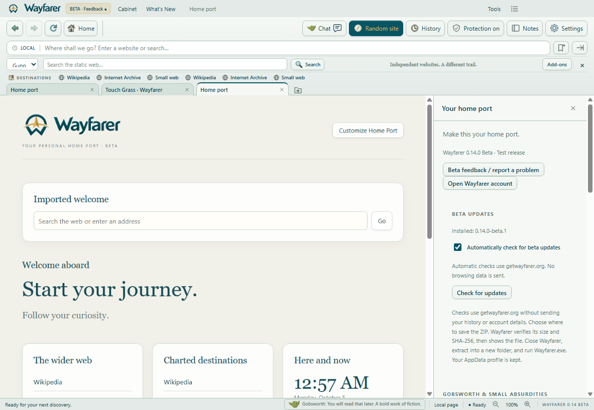 Wayfarer interface